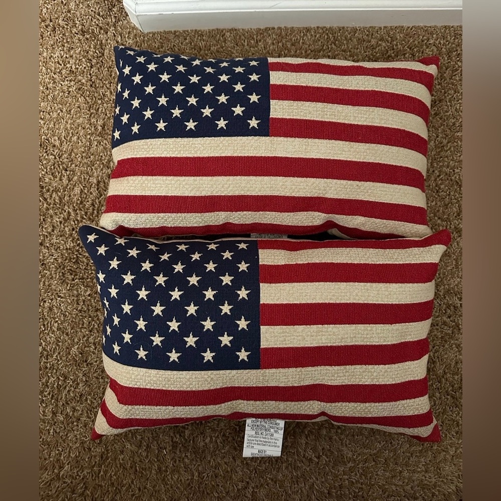 Set of 2 - American Flag Rectangular Stars & Stripes pillows